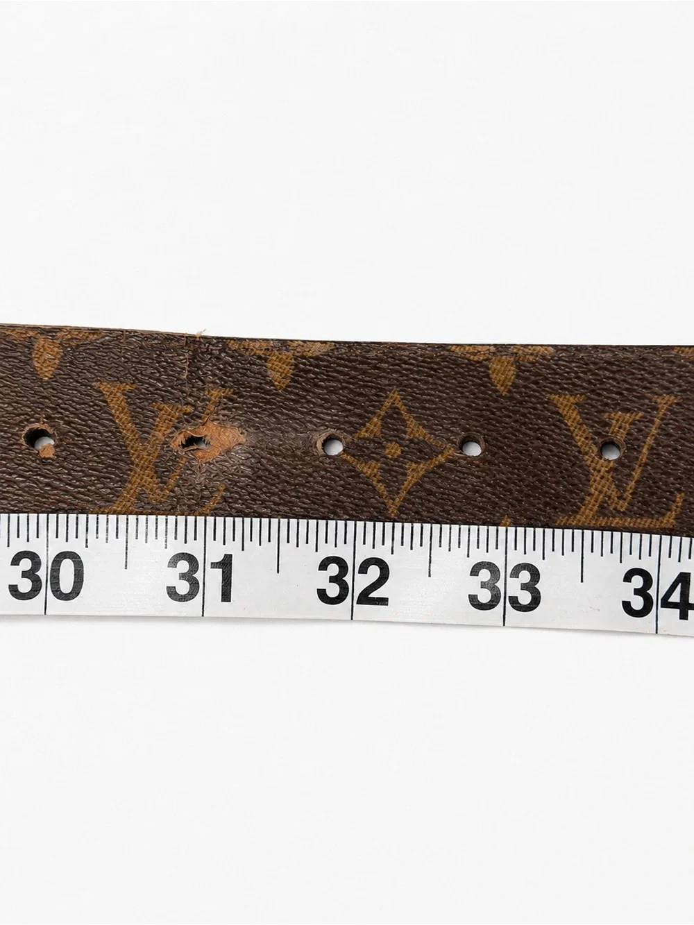 Louis Vuitton Monogram LV Belt Size 85/34 Brown Canvas Leather